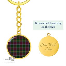 ScotsTee Shop Scottish Crosbie Clan Circle Pendant Tartan Luxury Keychain - Personalized Engraving