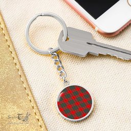 ScotsTee Shop Scottish Cumming Modern Clan Circle Pendant Tartan Luxury Keychain - Personalized Engraving