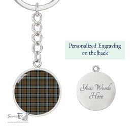 ScotsTee Shop Scottish Graham Of Menteith Weathered Clan Circle Pendant Tartan Luxury Keychain - Personalized Engraving