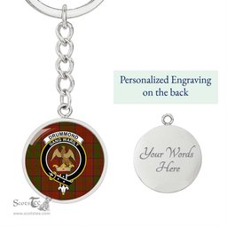 ScotsTee Shop Scottish Drummond Clan Clan Crest Circle Pendant Tartan Luxury Keychain - Personalized Engraving