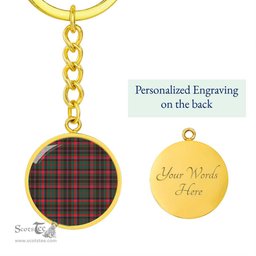 ScotsTee Shop Scottish Cumming Hunting Modern Clan Circle Pendant Tartan Luxury Keychain - Personalized Engraving
