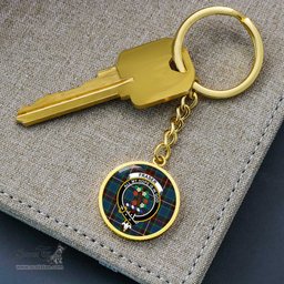 ScotsTee Shop Scottish Fraser Hunting Ancient Clan Crest Circle Pendant Tartan Luxury Keychain - Personalized Engraving