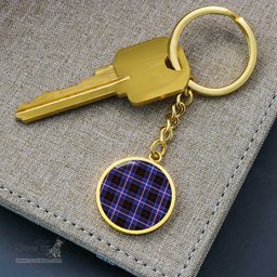 ScotsTee Shop Scottish Dunlop Modern Clan Circle Pendant Tartan Luxury Keychain - Personalized Engraving