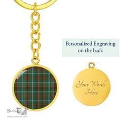 ScotsTee Shop Scottish Gayre Clan Circle Pendant Tartan Luxury Keychain - Personalized Engraving