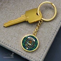 ScotsTee Shop Scottish Graham of Menteith Ancient Clan Crest Circle Pendant Tartan Luxury Keychain - Personalized Engraving