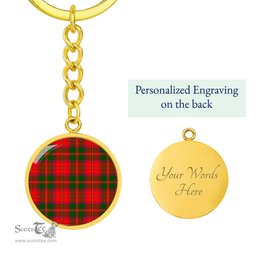 ScotsTee Shop Scottish Crief District Clan Circle Pendant Tartan Luxury Keychain - Personalized Engraving