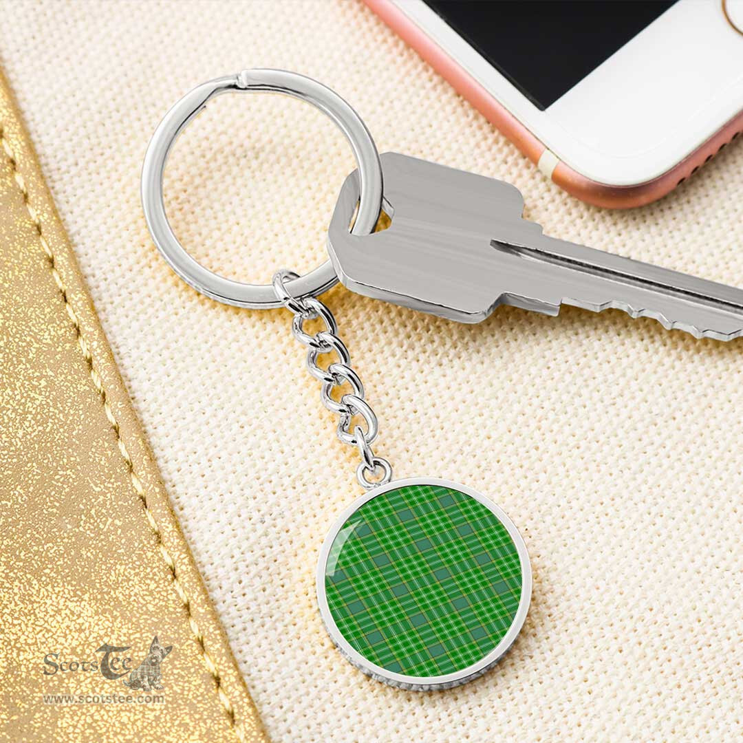 ScotsTee Shop Scottish Currie Clan Circle Pendant Tartan Luxury Keychain - Personalized Engraving