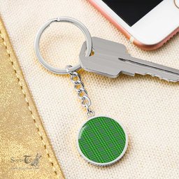ScotsTee Shop Scottish Currie Clan Circle Pendant Tartan Luxury Keychain - Personalized Engraving
