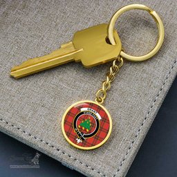 ScotsTee Shop Scottish Grant Weathered Clan Crest Circle Pendant Tartan Luxury Keychain - Personalized Engraving