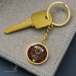 ScotsTee Shop Scottish Carnegie Modern Clan Crest Circle Pendant Tartan Luxury Keychain - Personalized Engraving