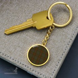 ScotsTee Shop Scottish Gray Hunting Clan Circle Pendant Tartan Luxury Keychain - Personalized Engraving