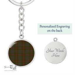 ScotsTee Shop Scottish Gray Hunting Clan Circle Pendant Tartan Luxury Keychain - Personalized Engraving