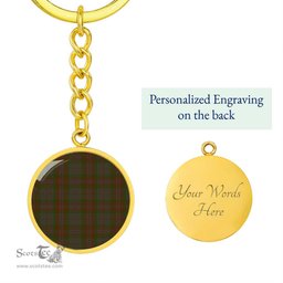 ScotsTee Shop Scottish Gray Hunting Clan Circle Pendant Tartan Luxury Keychain - Personalized Engraving