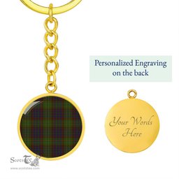 ScotsTee Shop Scottish Cunningham Hunting Modern Clan Circle Pendant Tartan Luxury Keychain - Personalized Engraving