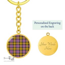 ScotsTee Shop Scottish Culloden Ancient Clan Circle Pendant Tartan Luxury Keychain - Personalized Engraving