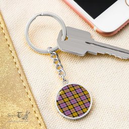 ScotsTee Shop Scottish Culloden Ancient Clan Circle Pendant Tartan Luxury Keychain - Personalized Engraving