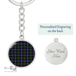 ScotsTee Shop Scottish Galbraith Modern Clan Circle Pendant Tartan Luxury Keychain - Personalized Engraving