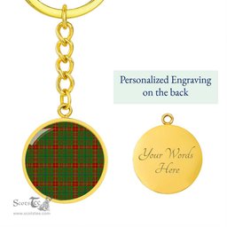 ScotsTee Shop Scottish Fulton Clan Circle Pendant Tartan Luxury Keychain - Personalized Engraving