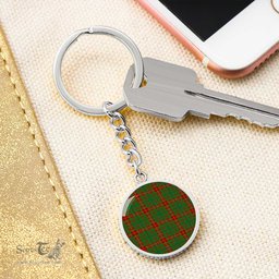 ScotsTee Shop Scottish Fulton Clan Circle Pendant Tartan Luxury Keychain - Personalized Engraving