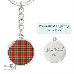 ScotsTee Shop Scottish Chattan Clan Circle Pendant Tartan Luxury Keychain - Personalized Engraving