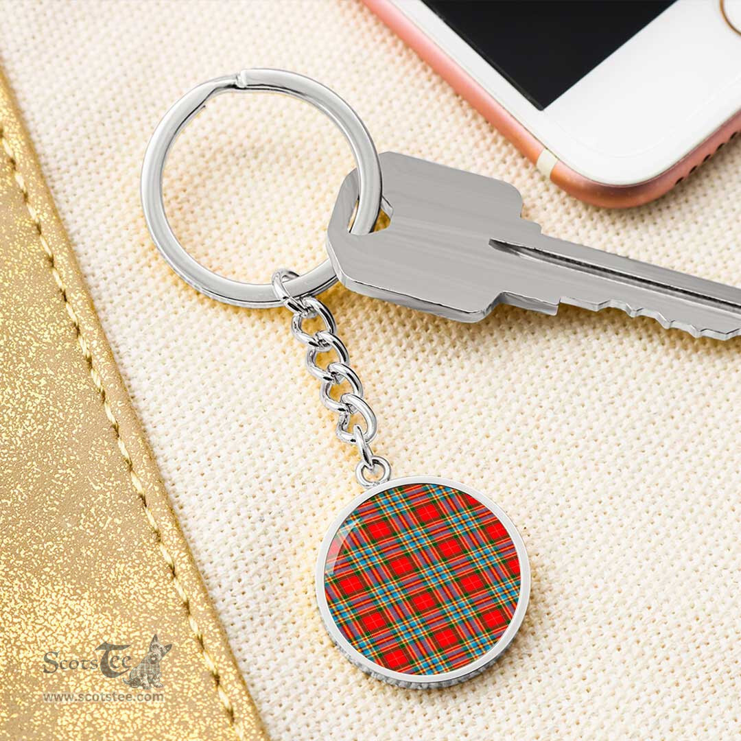 ScotsTee Shop Scottish Chattan Clan Circle Pendant Tartan Luxury Keychain - Personalized Engraving