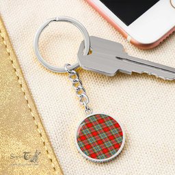 ScotsTee Shop Scottish Chattan Clan Circle Pendant Tartan Luxury Keychain - Personalized Engraving