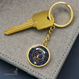 ScotsTee Shop Scottish Guthrie Modern Clan Crest Circle Pendant Tartan Luxury Keychain - Personalized Engraving