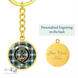 ScotsTee Shop Scottish Gordon Dress Ancient Clan Crest Circle Pendant Tartan Luxury Keychain - Personalized Engraving