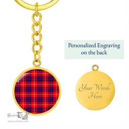 ScotsTee Shop Scottish Hamilton Modern Clan Circle Pendant Tartan Luxury Keychain - Personalized Engraving
