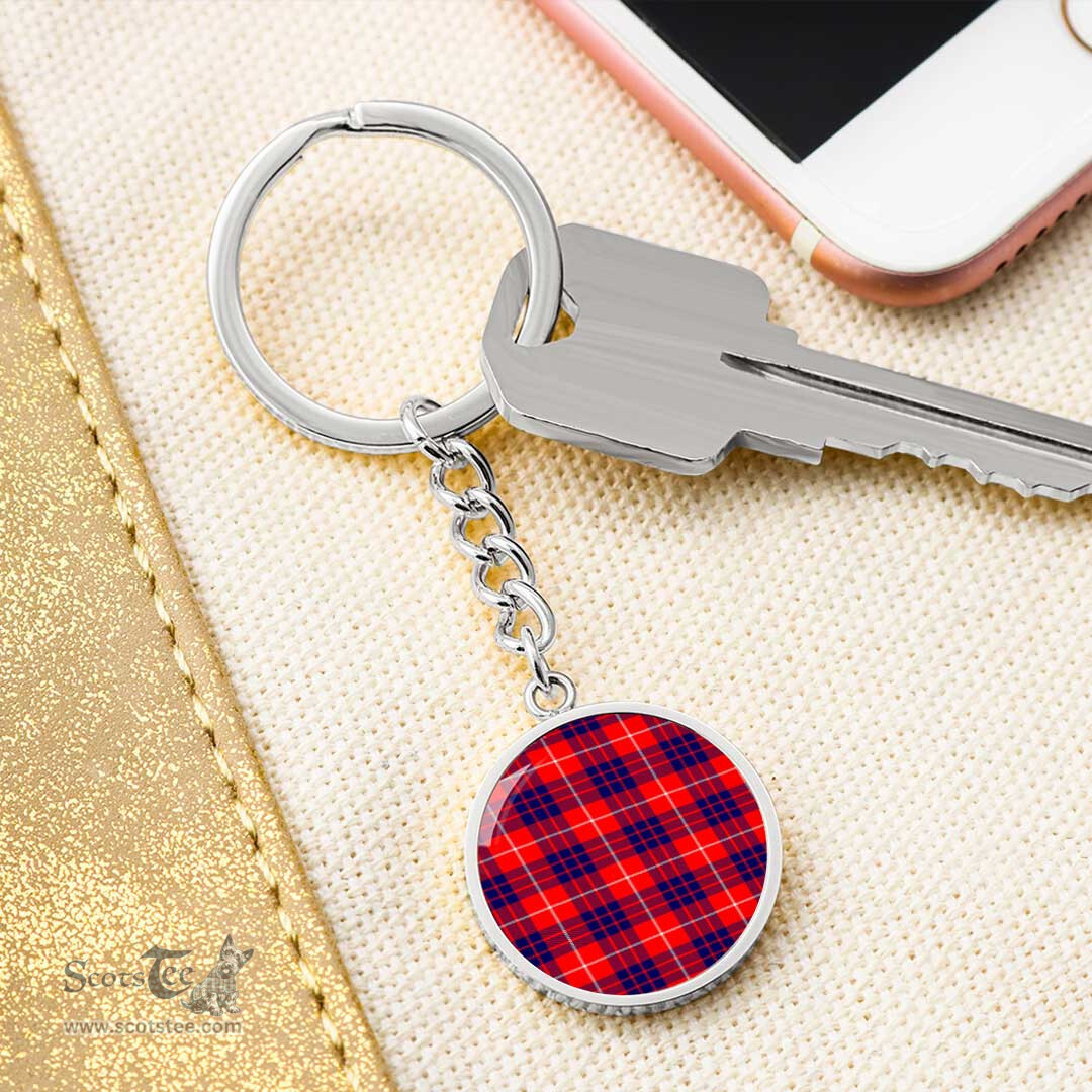 ScotsTee Shop Scottish Hamilton Modern Clan Circle Pendant Tartan Luxury Keychain - Personalized Engraving