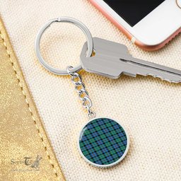 ScotsTee Shop Scottish Campbell Of Cawdor Ancient Clan Circle Pendant Tartan Luxury Keychain - Personalized Engraving