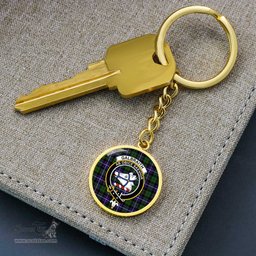ScotsTee Shop Scottish Galbraith Modern Clan Crest Circle Pendant Tartan Luxury Keychain - Personalized Engraving