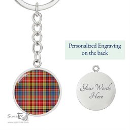 ScotsTee Shop Scottish Drummond Of Strathallan Clan Circle Pendant Tartan Luxury Keychain - Personalized Engraving