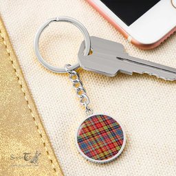 ScotsTee Shop Scottish Drummond Of Strathallan Clan Circle Pendant Tartan Luxury Keychain - Personalized Engraving