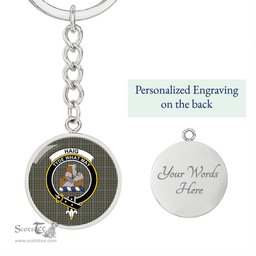 ScotsTee Shop Scottish Haig Check Clan Crest Circle Pendant Tartan Luxury Keychain - Personalized Engraving