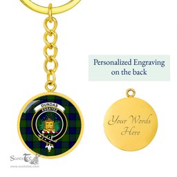 ScotsTee Shop Scottish Dundas Modern 02 Clan Crest Circle Pendant Tartan Luxury Keychain - Personalized Engraving