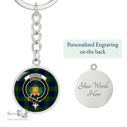 ScotsTee Shop Scottish Dundas Modern 02 Clan Crest Circle Pendant Tartan Luxury Keychain - Personalized Engraving