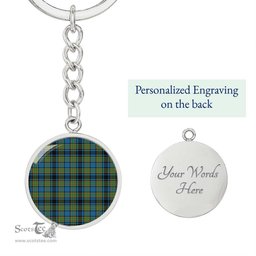 ScotsTee Shop Scottish Gillies Ancient Clan Circle Pendant Tartan Luxury Keychain - Personalized Engraving