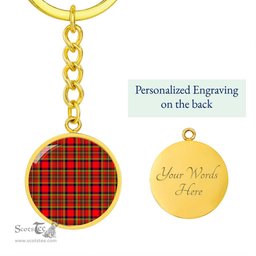 ScotsTee Shop Scottish Hepburn Clan Circle Pendant Tartan Luxury Keychain - Personalized Engraving