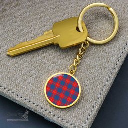 ScotsTee Shop Scottish Galloway Red Clan Circle Pendant Tartan Luxury Keychain - Personalized Engraving