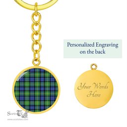 ScotsTee Shop Scottish Gordon Old Ancient Clan Circle Pendant Tartan Luxury Keychain - Personalized Engraving