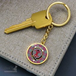 ScotsTee Shop Scottish Crawford Ancient Clan Crest Circle Pendant Tartan Luxury Keychain - Personalized Engraving