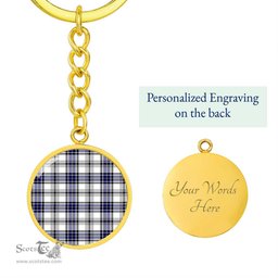 ScotsTee Shop Scottish Hannay Modern Clan Circle Pendant Tartan Luxury Keychain - Personalized Engraving