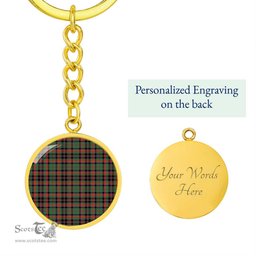 ScotsTee Shop Scottish Cumming Hunting Ancient Clan Circle Pendant Tartan Luxury Keychain - Personalized Engraving