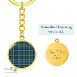 ScotsTee Shop Scottish Lamont Ancient Clan Circle Pendant Tartan Luxury Keychain - Personalized Engraving