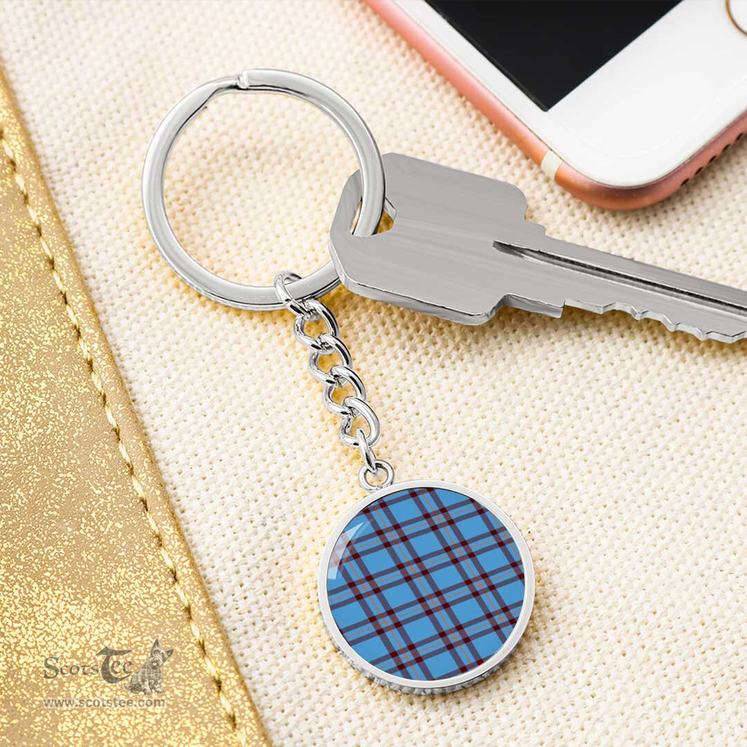 ScotsTee Shop Scottish Elliot Ancient Clan Circle Pendant Tartan Luxury Keychain - Personalized Engraving