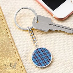 ScotsTee Shop Scottish Elliot Ancient Clan Circle Pendant Tartan Luxury Keychain - Personalized Engraving