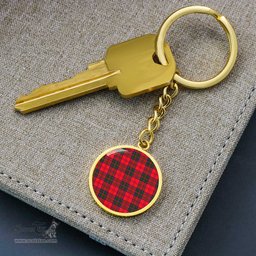 ScotsTee Shop Scottish Drummond Modern Clan Circle Pendant Tartan Luxury Keychain - Personalized Engraving