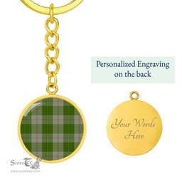 ScotsTee Shop Scottish Cunningham Dress Green Dancers Clan Circle Pendant Tartan Luxury Keychain - Personalized Engraving