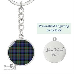ScotsTee Shop Scottish Macphedran Clan Circle Pendant Tartan Luxury Keychain - Personalized Engraving